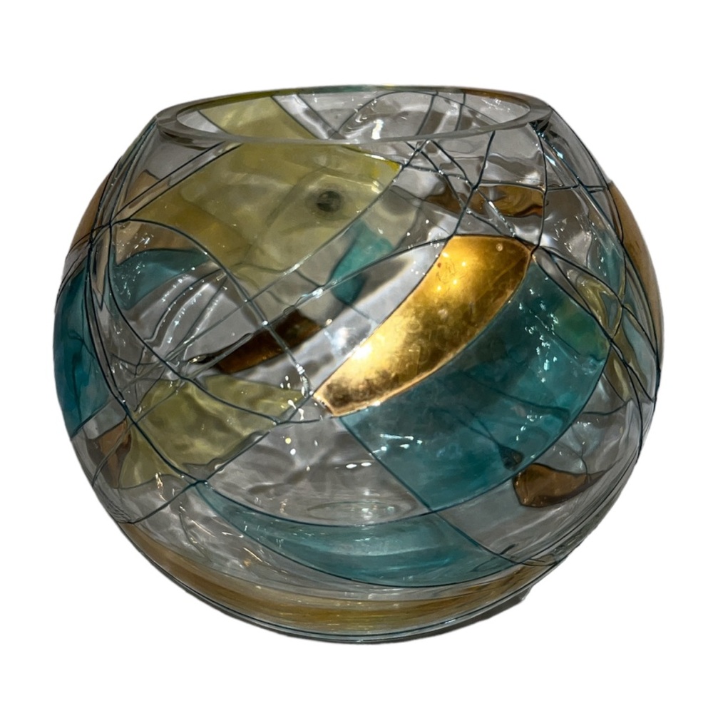 Romanian Milano Mosaic Glass Bowl Hand painted